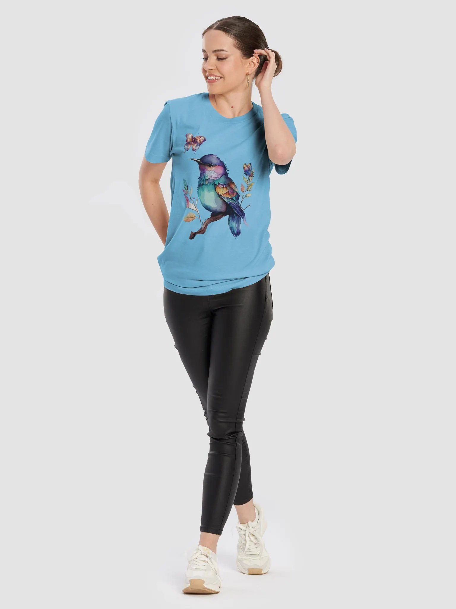 Vibrant Bird and Butterflies Illustration T-Shirt product image (5)