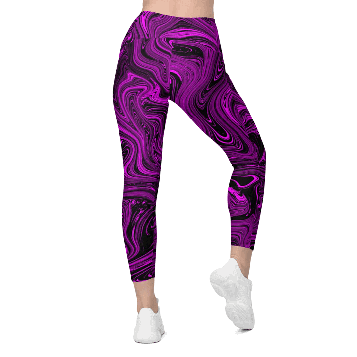 Leggings with Pockets - Purple and Black Fluid Swirls product image (2)