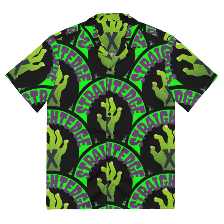 Straightedge Monster Zombie Hand Hawaiian Button Down Tee product image (2)