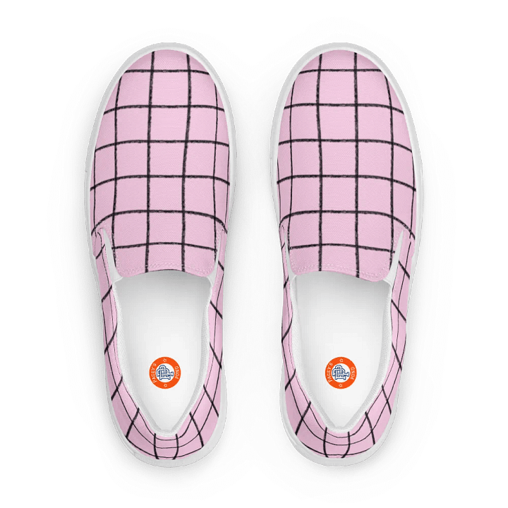 Pink Grid Women's Slip-on Deck Shoes product image (2)