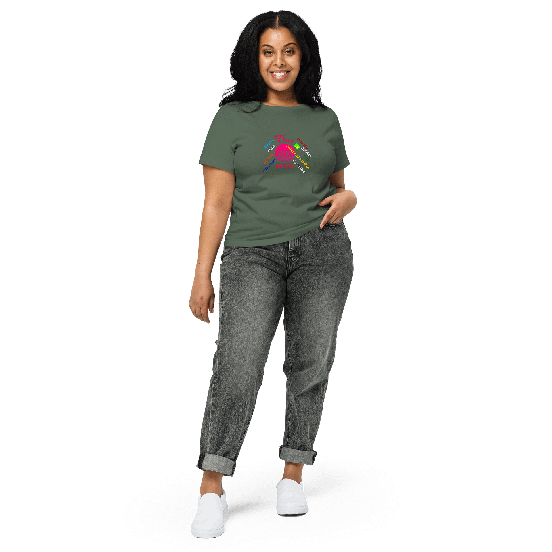 Retro VHS Circle Women's High-Waisted Tee product image (3)