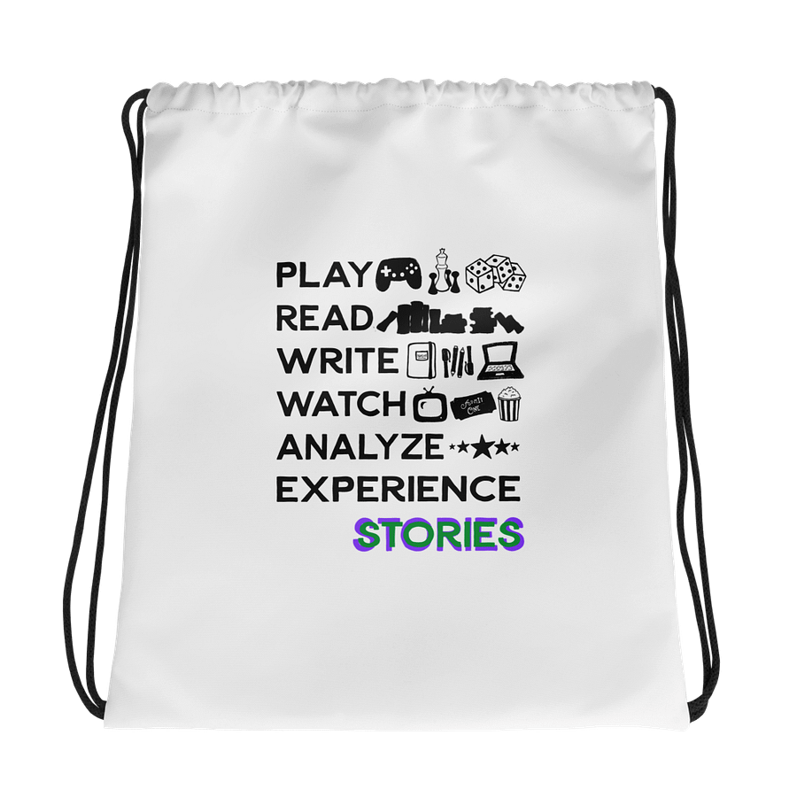 Experience Stories Drawstring Bag (Green and Purple) product image (1)