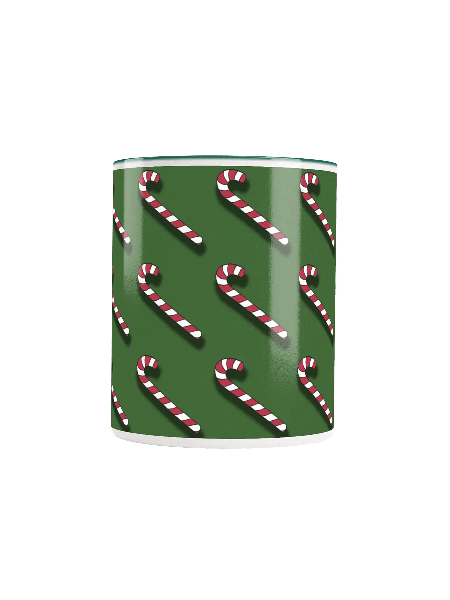 Red and White Candy Canes on Solid Green Ceramic Mug product image (15)