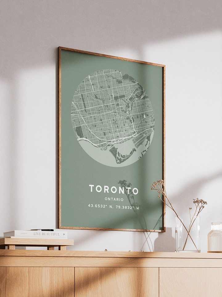 Toronto Street Map Poster – Sage Green Minimalist Circular City Art product image (2)