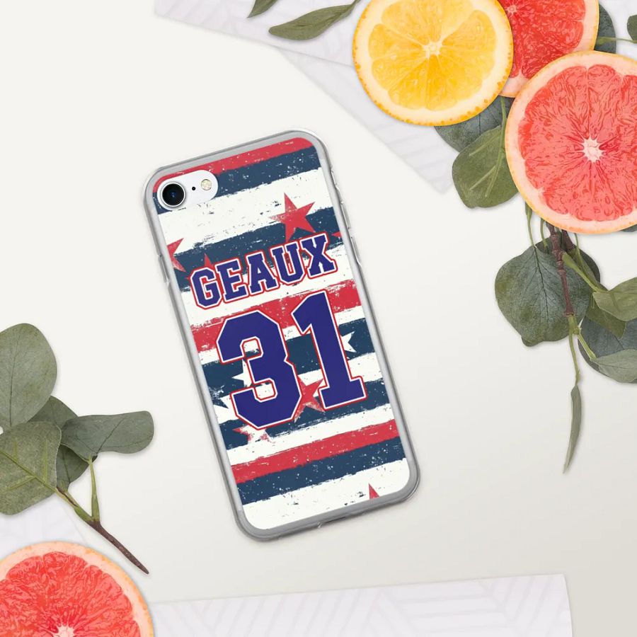 Geaux 31 - Vintage Stars & Stripes Pattern iPhone Clear Case product image (12)