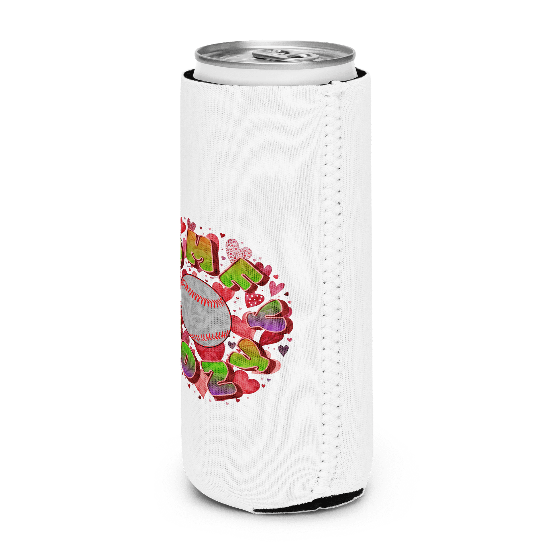 Comfy Cozy Baseball Vibrant Heart Can Cooler product image (2)