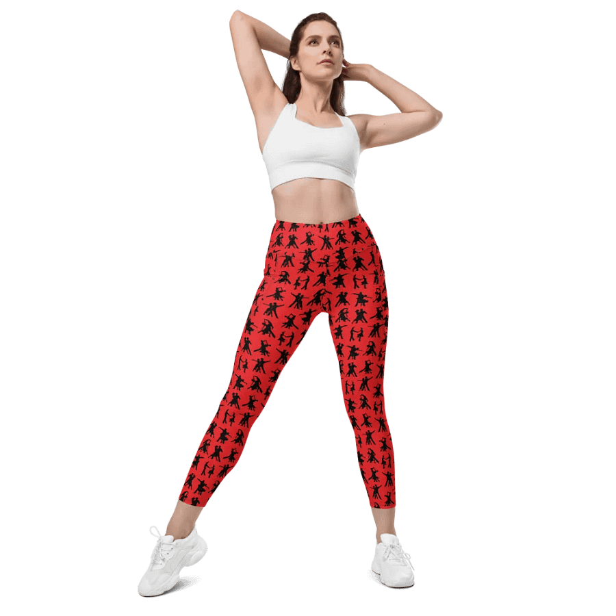 Red and Black Ballroom Dancing Leggings with Pockets product image (6)