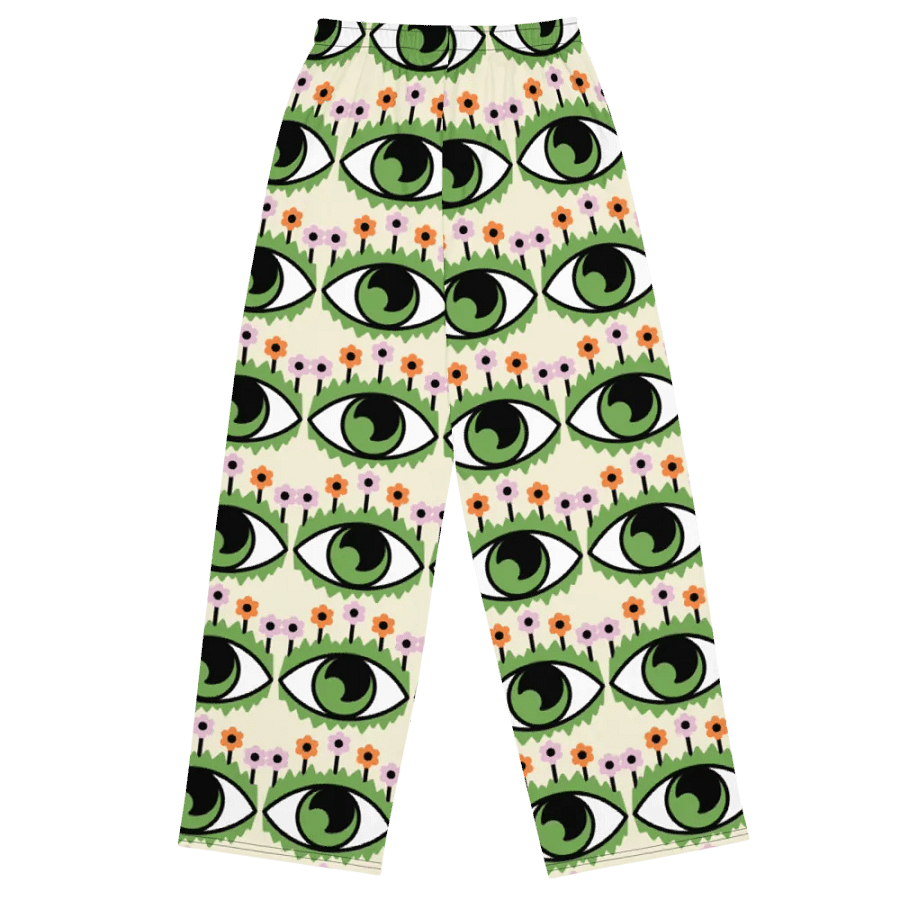 Eyes and Petals All-Over Print Wide-Leg Pants product image (2)