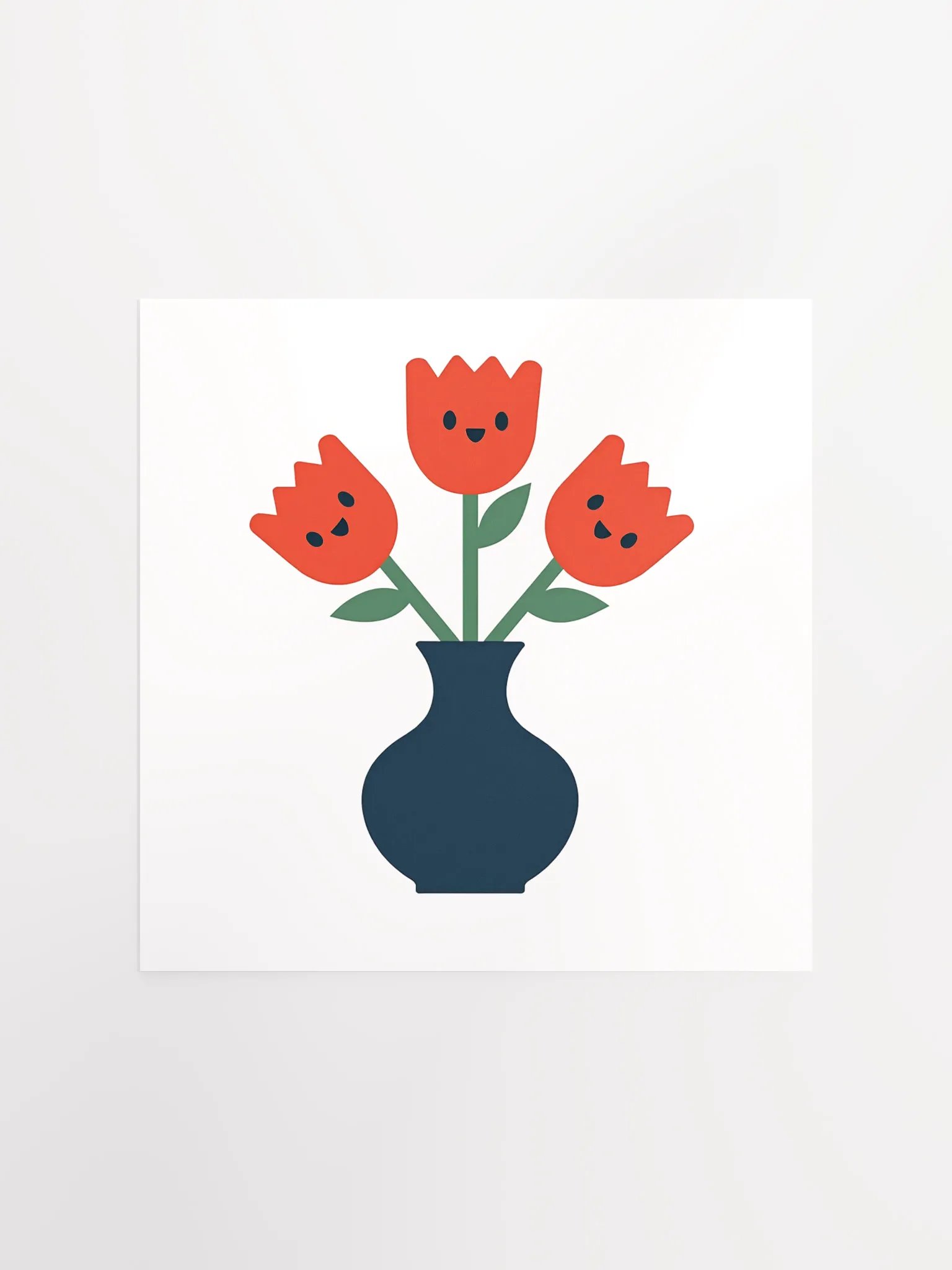 Happy Tulip Trio in Vase – Whimsical Flower Art product image (2)