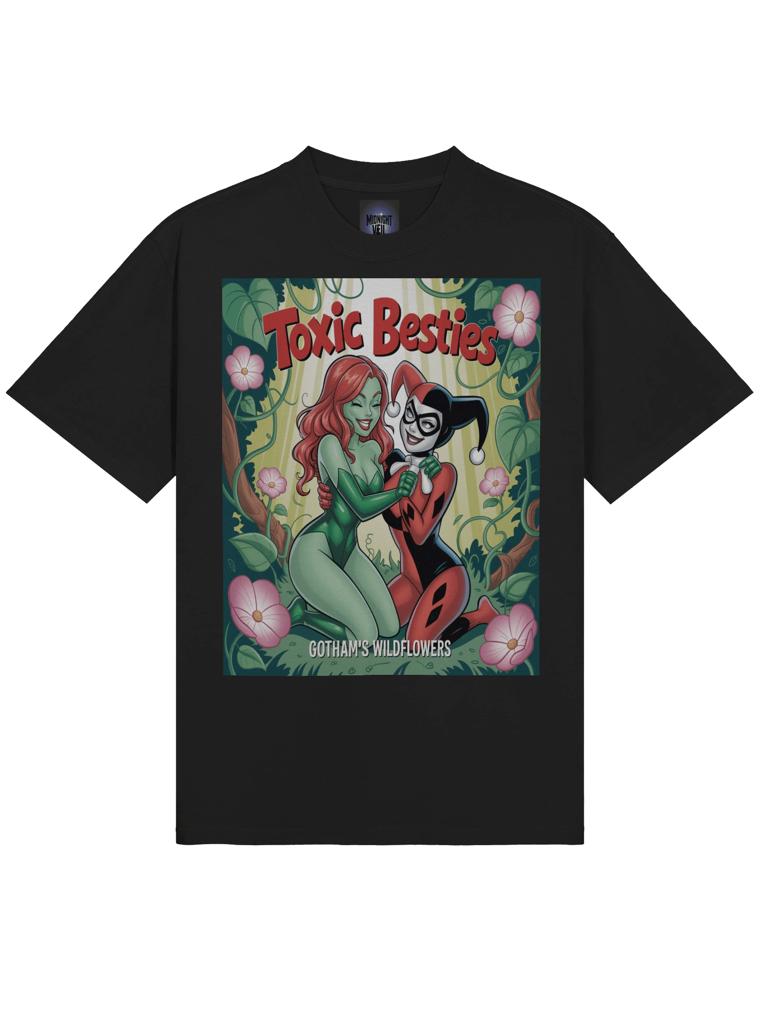 Toxic Besties: Poison Ivy & Harley Quinn Gotham Wildflowers Oversized Faded Unisex T-Shirt product image (5)