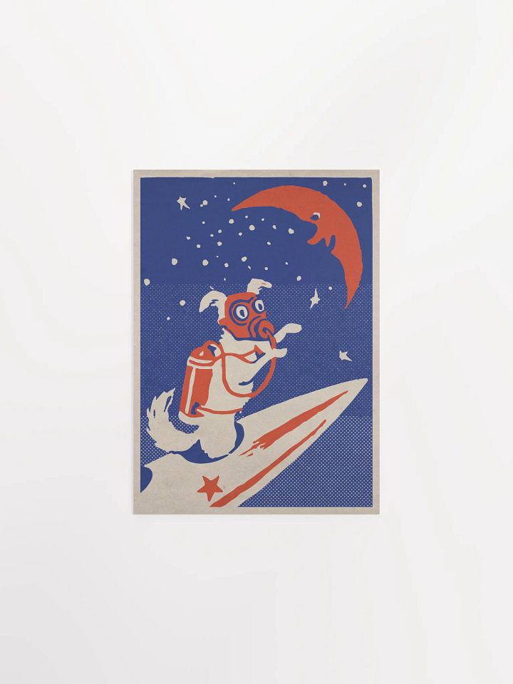 Laika, first space dog, USSR 1950s — Soviet vintage space art poster, soviet retro poster product image (5)