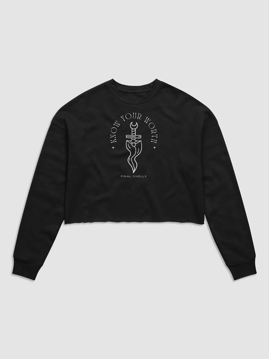 Know Your Worth Womens Fleece Crop Top Printed Sweatshirt product image (1)