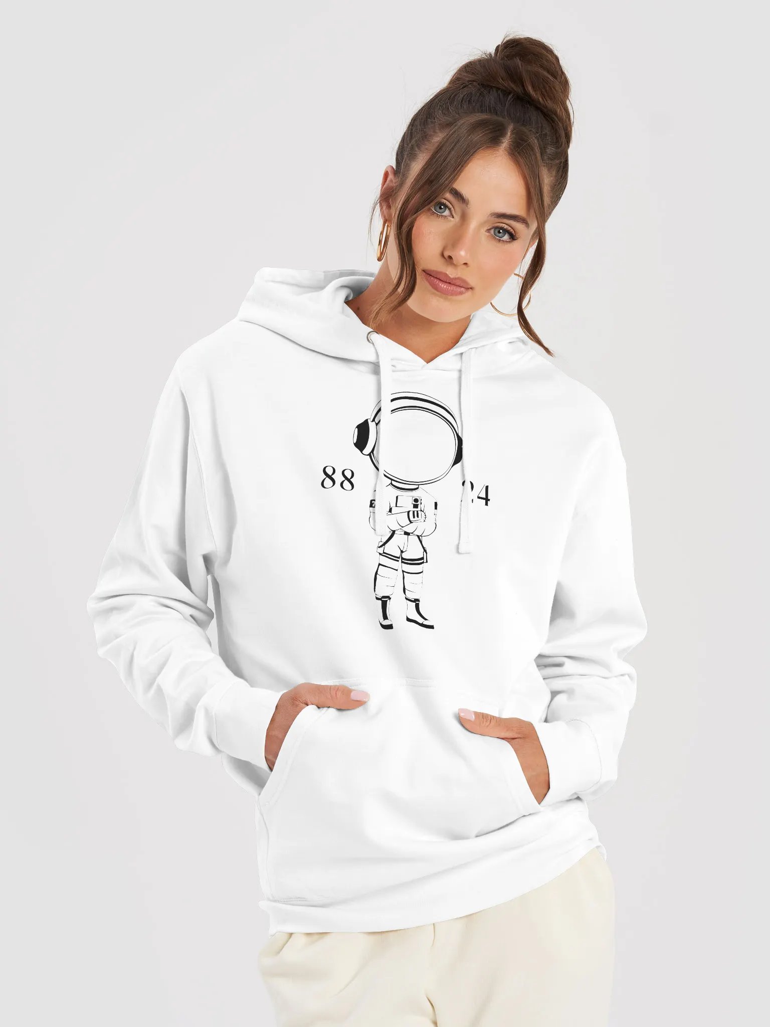 MARS CITY BLACK ASTRONAUT 8824 OUTLINE FRONT WITH MARS CITY FASHION BACK HOODIE IN 6 LIGHT COLORS product image (26)