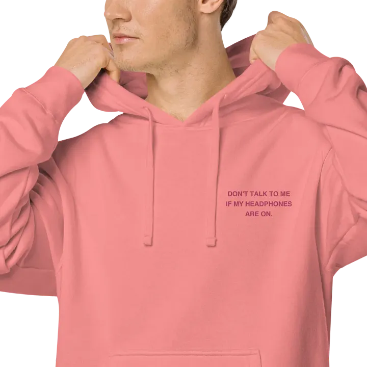 L.C. HEADPHONES ON (pink) embroidered pigment hoodie product image (1)