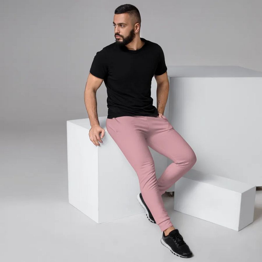 Plain Dusty Light Pink Soft Summer Recycled Polyester Premium Men's Joggers by Treasure Pie product image (3)