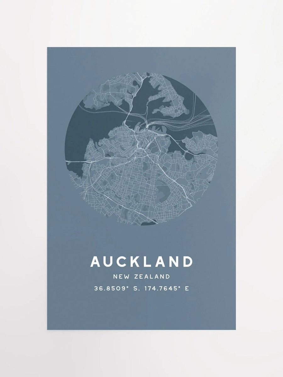 Auckland Street Map Poster – Blue Minimalist Circular City Art product image (4)