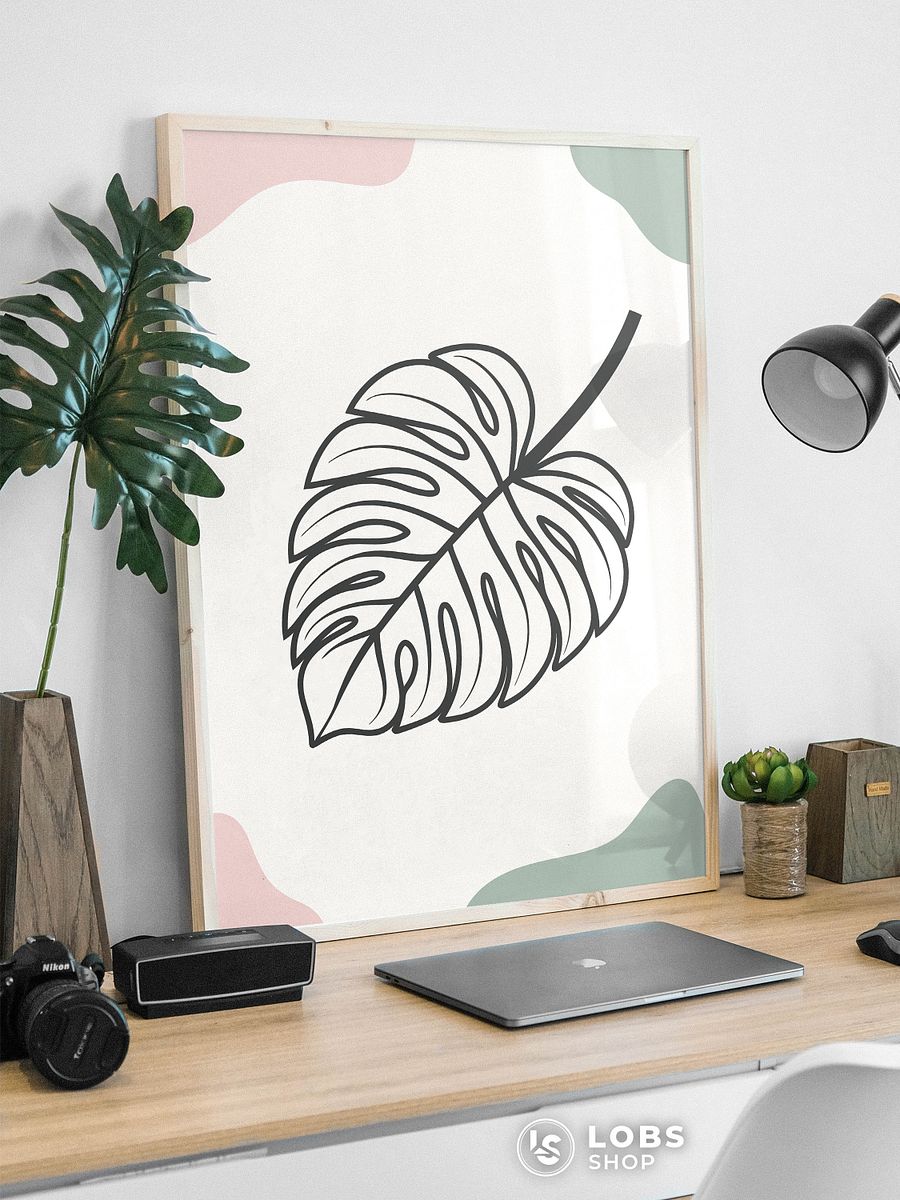 Chic Monstera Leaf Printable Poster with Geometric Design – Elevate Your Space with Botanical Art product image (6)