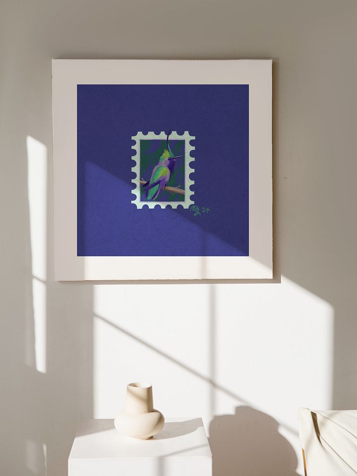 Green Crowned Plovercrest Stamp Print – Birbfest 2024 product image (1)