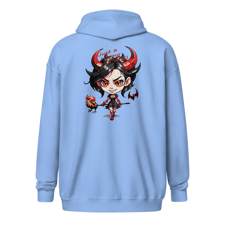 Just A Horny Lil Devil Graphic Double Side Print Zippy Front Hoodie product image (7)