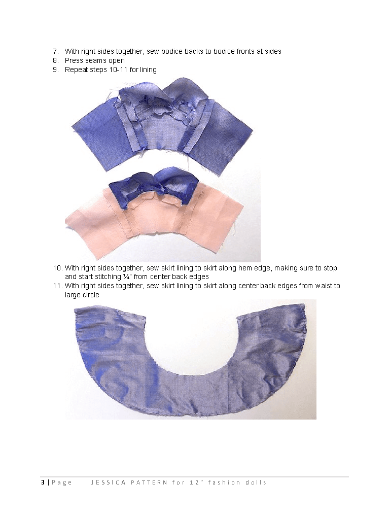 Jessica sewing pattern for 12" fashion dolls product image (3)