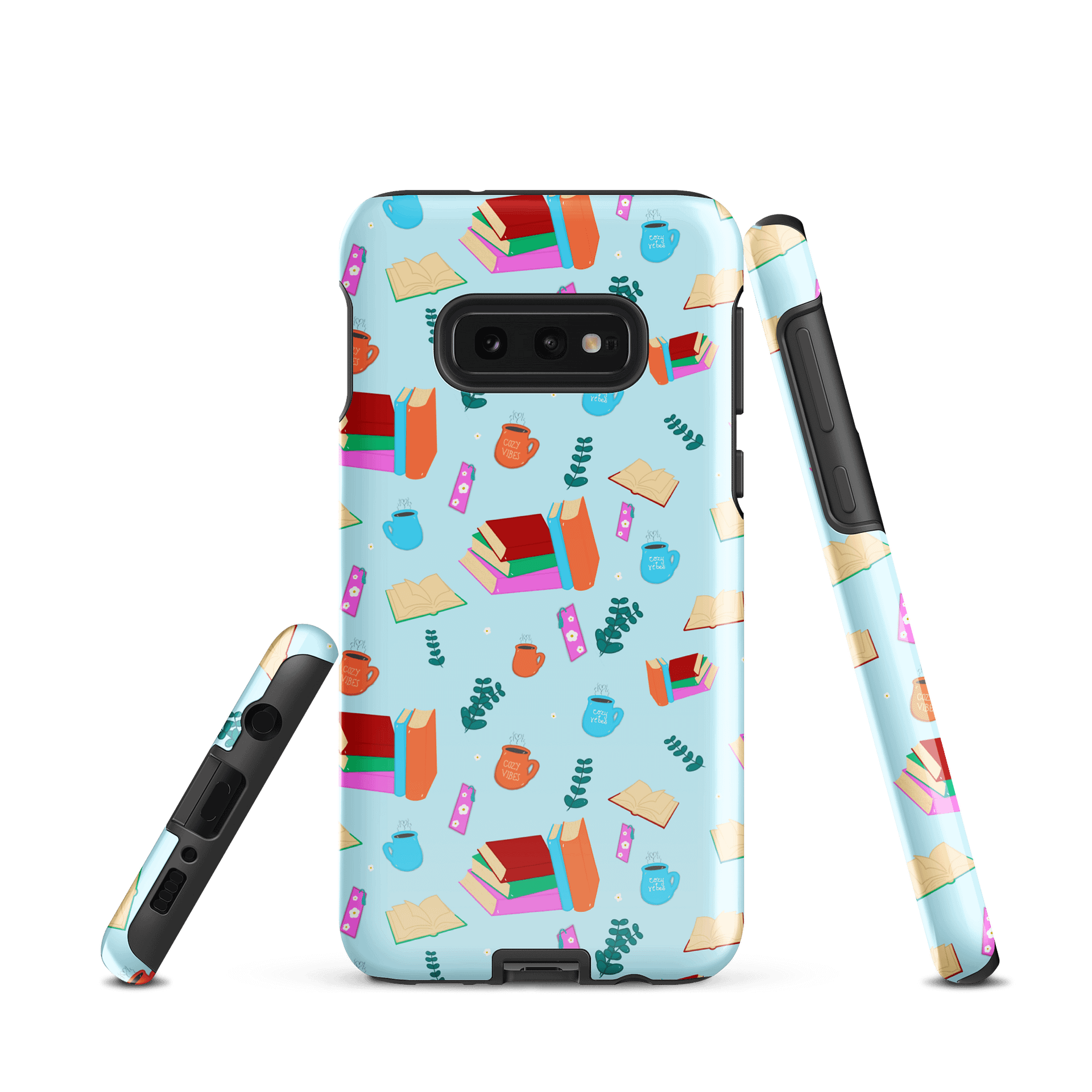 Cozy Book Lovers Pattern- Blue Background Samsung® Tough Case product image (1)