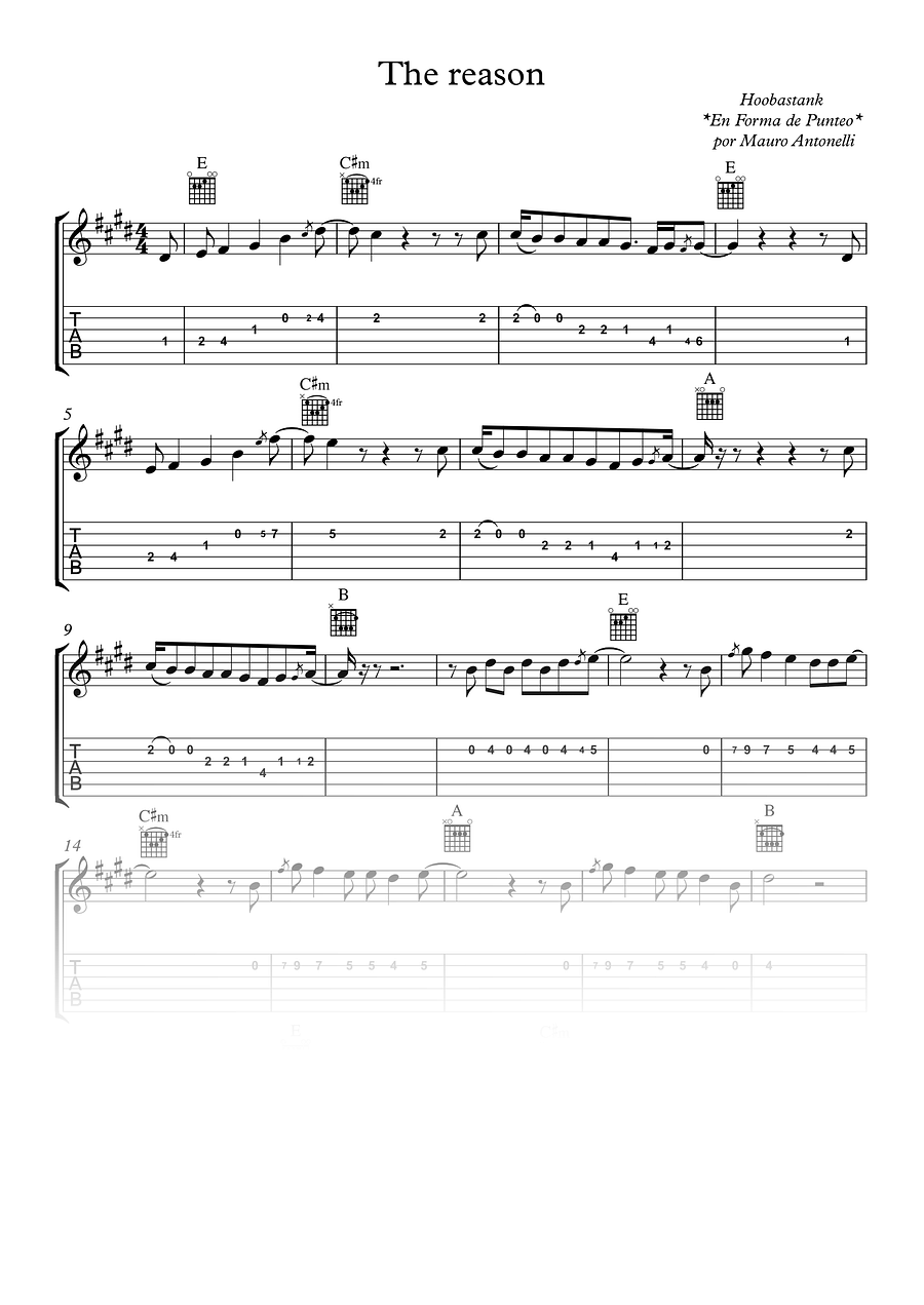 The reason - Partitura + Tab + Acordes + Pista product image (1)
