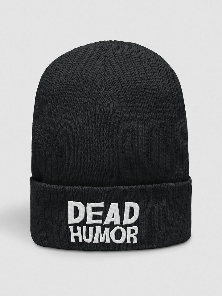 Dead Humor Spooky Text Black Embroidered Beanie product image (1)