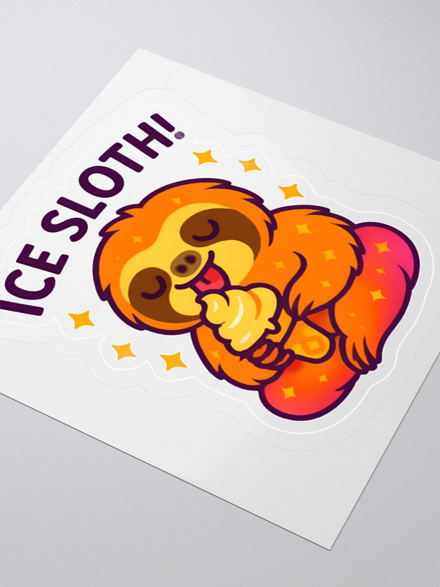 Ice Sloth! – Funny Sloth Ice Cream 3" Sticker | Sloths Having Snacks Collection product image (3)