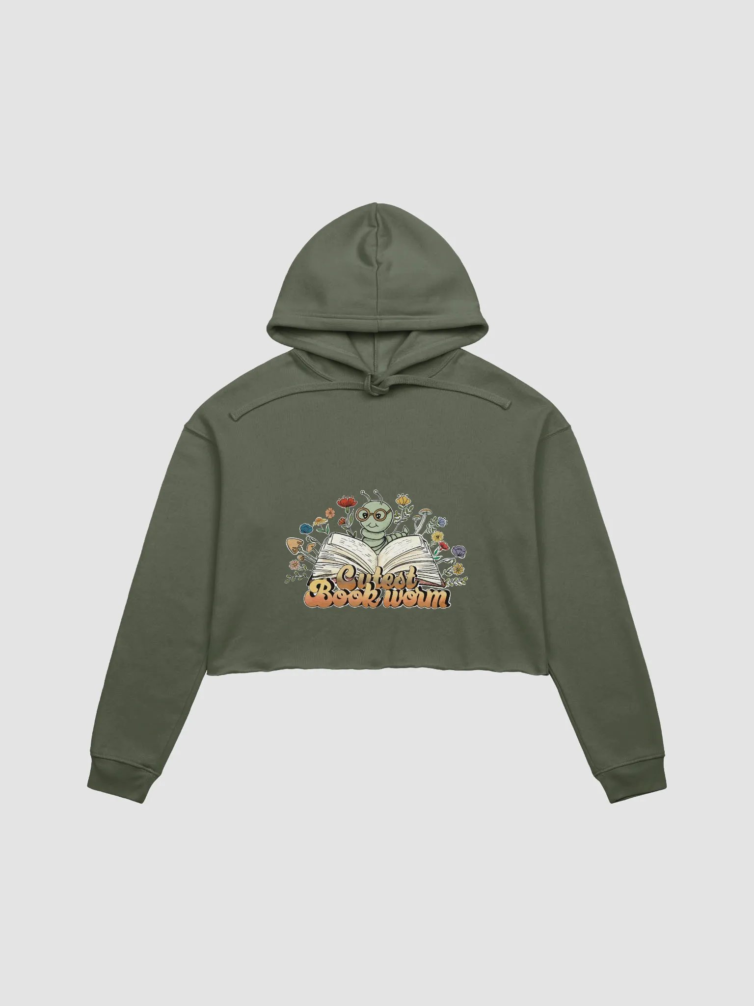 Cutest Bookworm Cropped hoodie – Whimsical Book Lover Gift - Large Print product image (2)