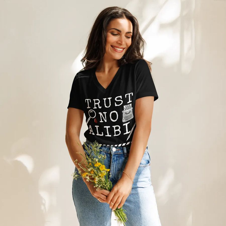 CrimeClothes Trust No Alibi Relaxed V-Neck T-Shirt product image (60)