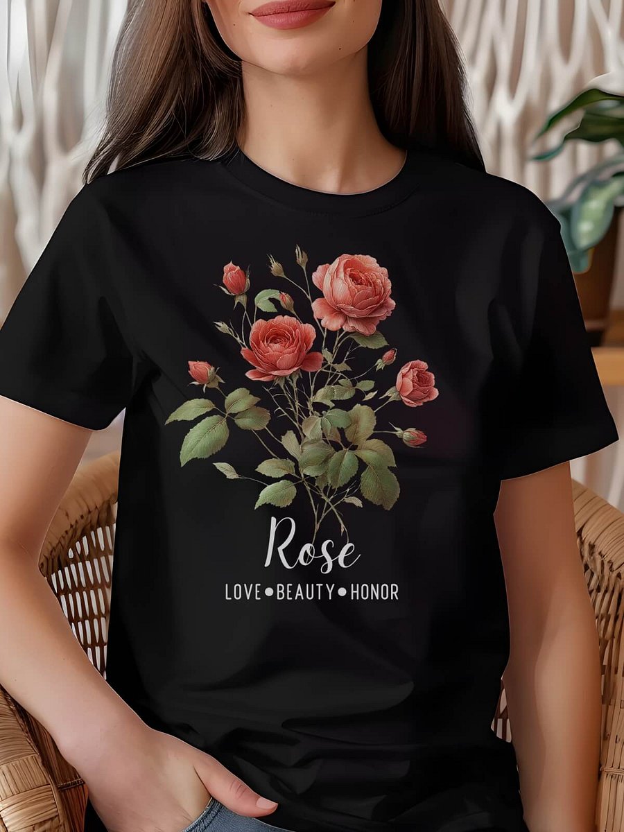 Rose Birth Month Flower Tee For June: Reflecting Love, Beauty, Honor: Perfect Gift For Her product image (1)