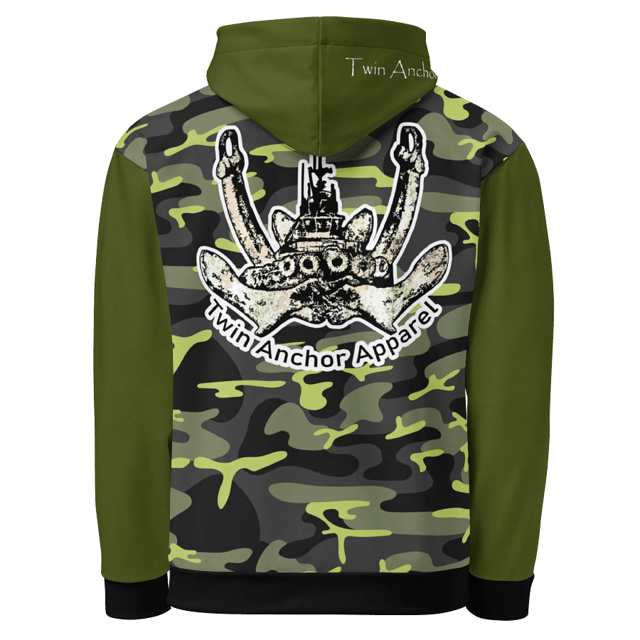 Green & Camouflage Twin Anchor Logo Hoodie product image (3)