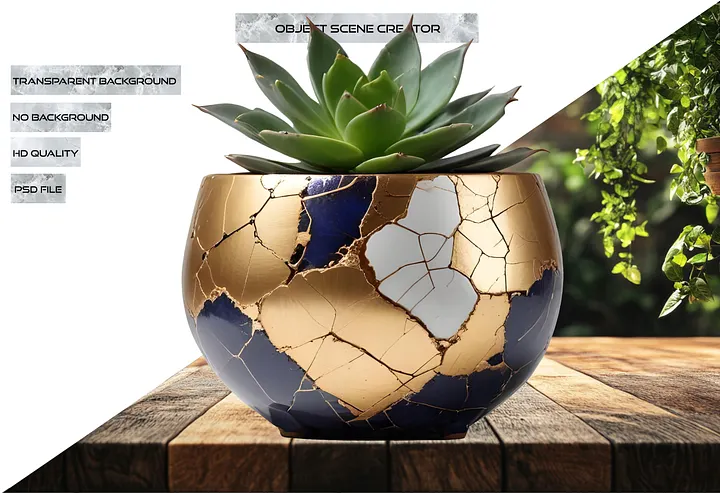 Kintsugi Brilliance – Succulent Design PNG product image (2)