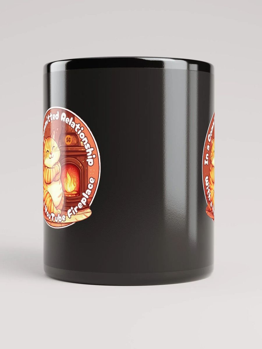 Cozy Cat - In a Committed Relationship with a YouTube Fireplace | Black Glossy Mug product image (9)