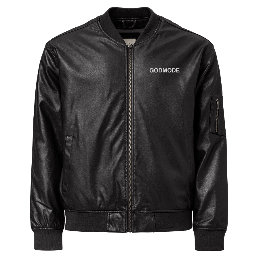 Godmode Faux Leather Bomber Jacket product image (1)