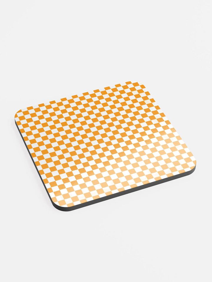 Checkers! Orange and White Checkered Cork Coaster product image (2)