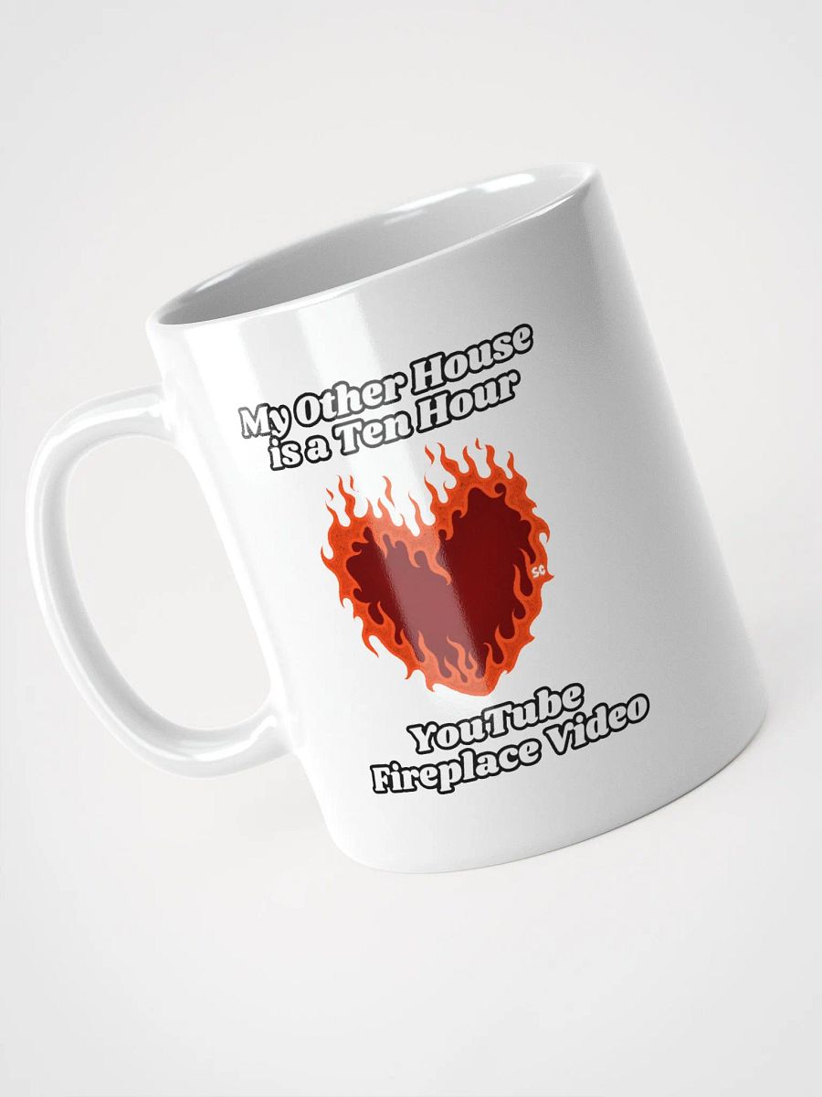 Flaming Heart - My Other House is a Ten Hour YouTube Fireplace Video | White Glossy Mug product image (3)