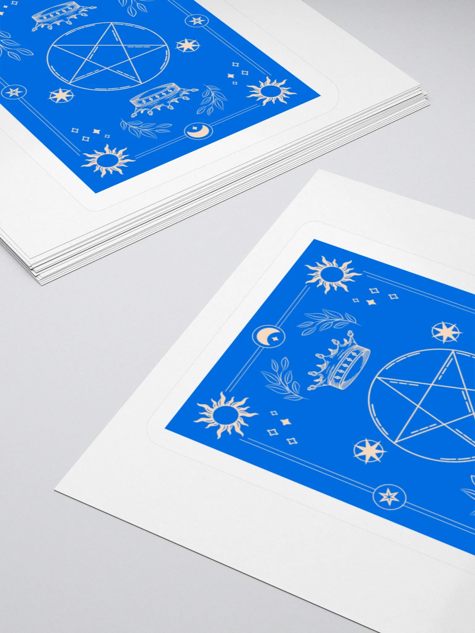 Crown and Pentagram Blue Tarot Card 3"x3" Sticker product image (4)