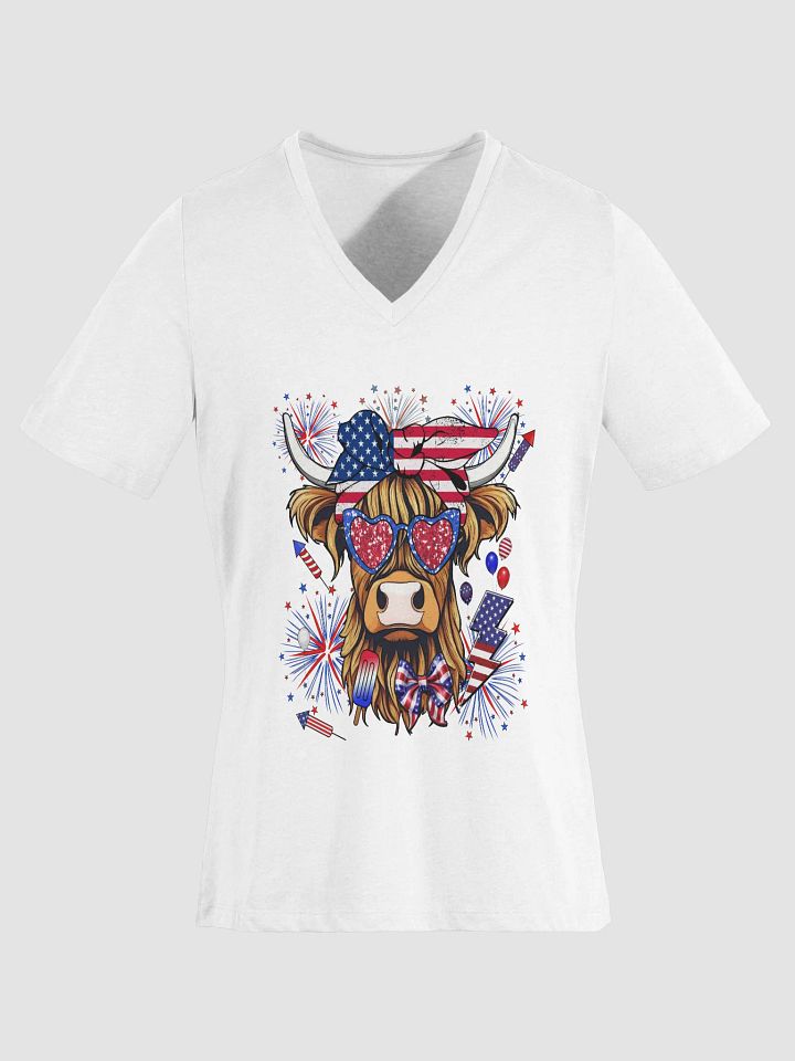 Ladies Highland Coo July 4th V-Neck product image (1)