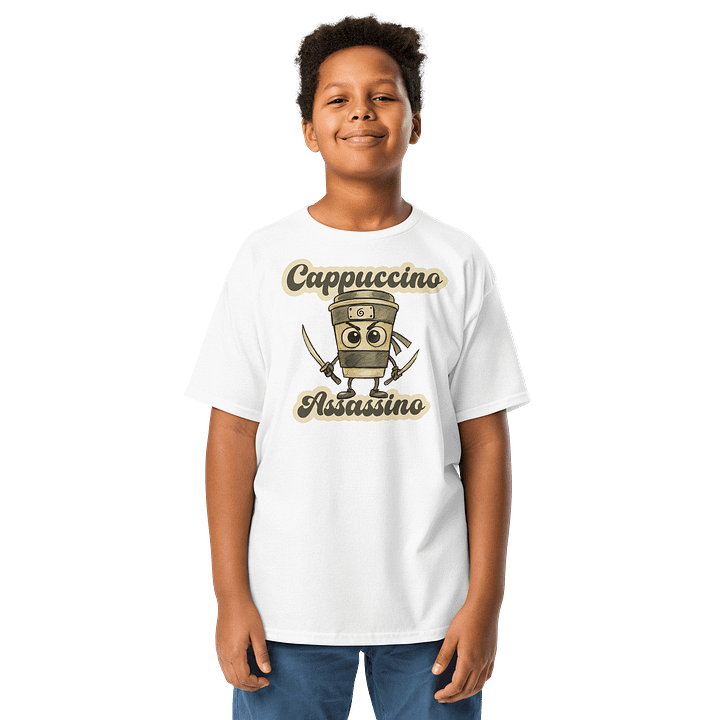 Cappuccino Assassino – Cute but Caffeinated Chaos Tee for Kids product image (1)