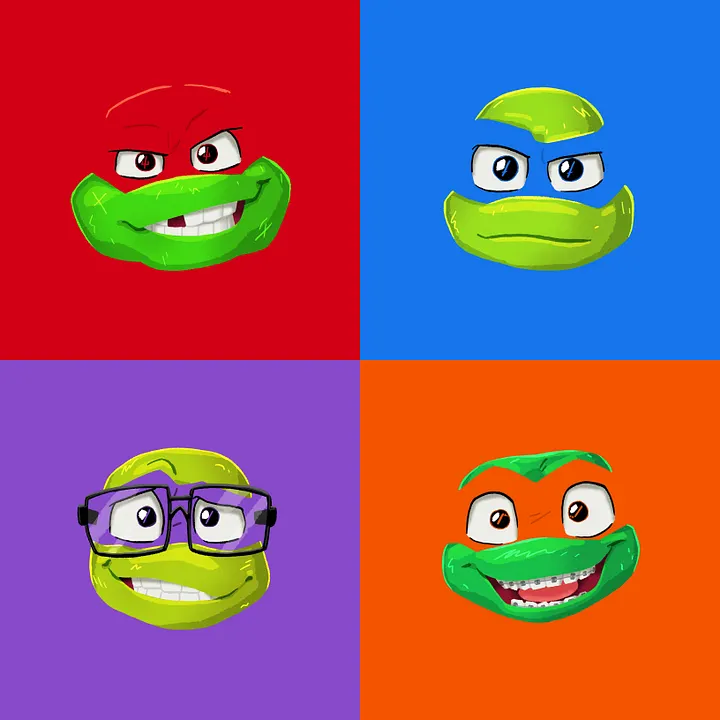 Set of 4 Turtles Prints (6x6") product image (1)