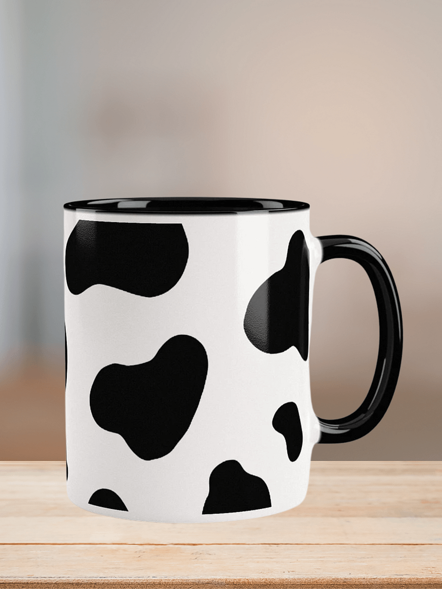 "Black cow pattern" Ceramic Mug with color inside product image (6)