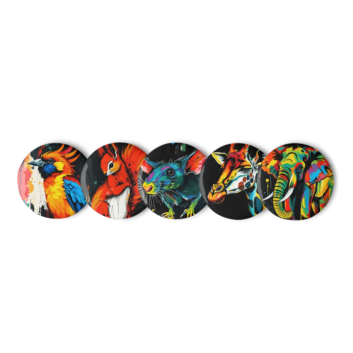 Vibrant animals Pin Button Set product image (1)