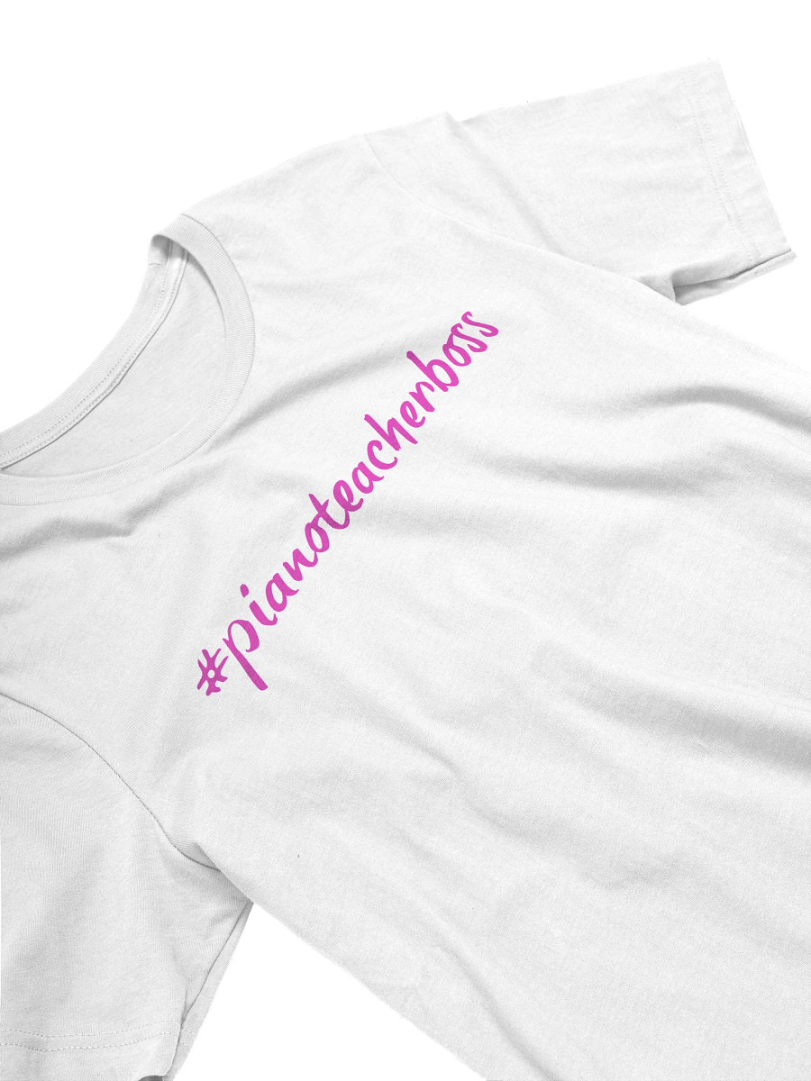 "Piano Teacher Boss" Cotton T-shirt with PINK Script product image (3)