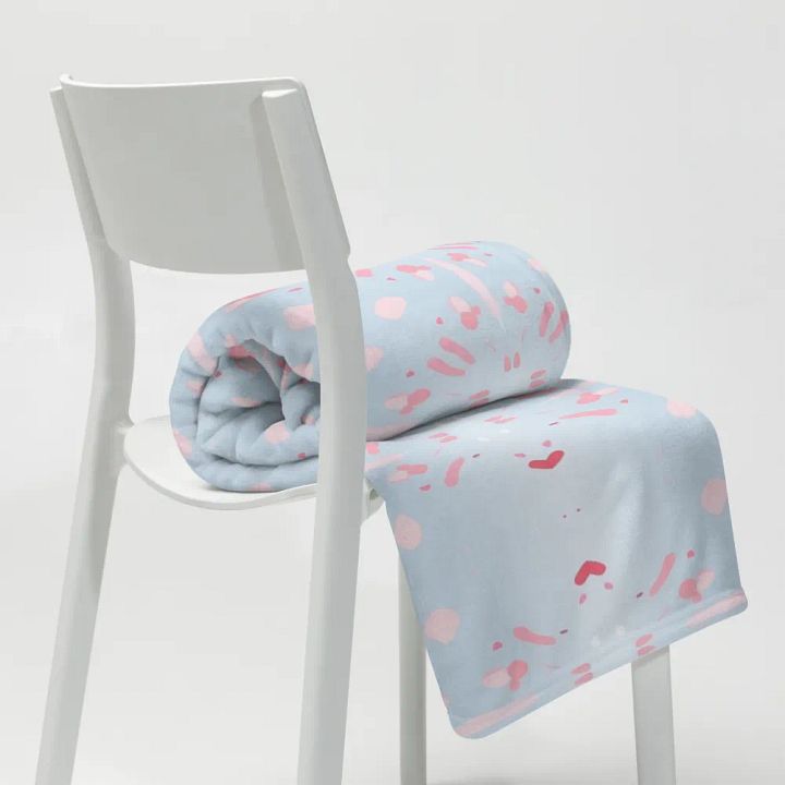 Pink Splashes & Red Hearts Throw Blanket product image (1)