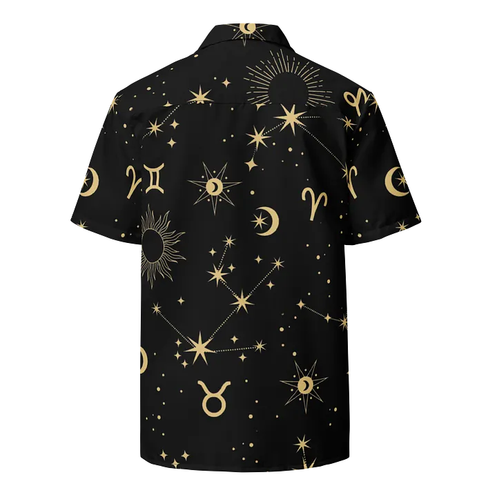 Celestial Zodiac Gold Print Hawaiian Shirt product image (2)