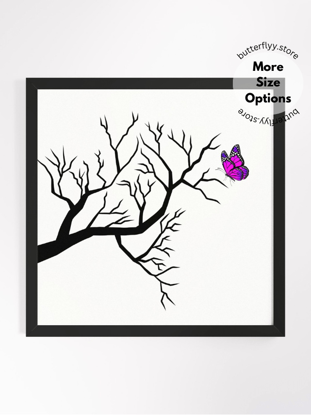 Vibrant Butterfly on Dead Tree Printable Wall Art product image (2)