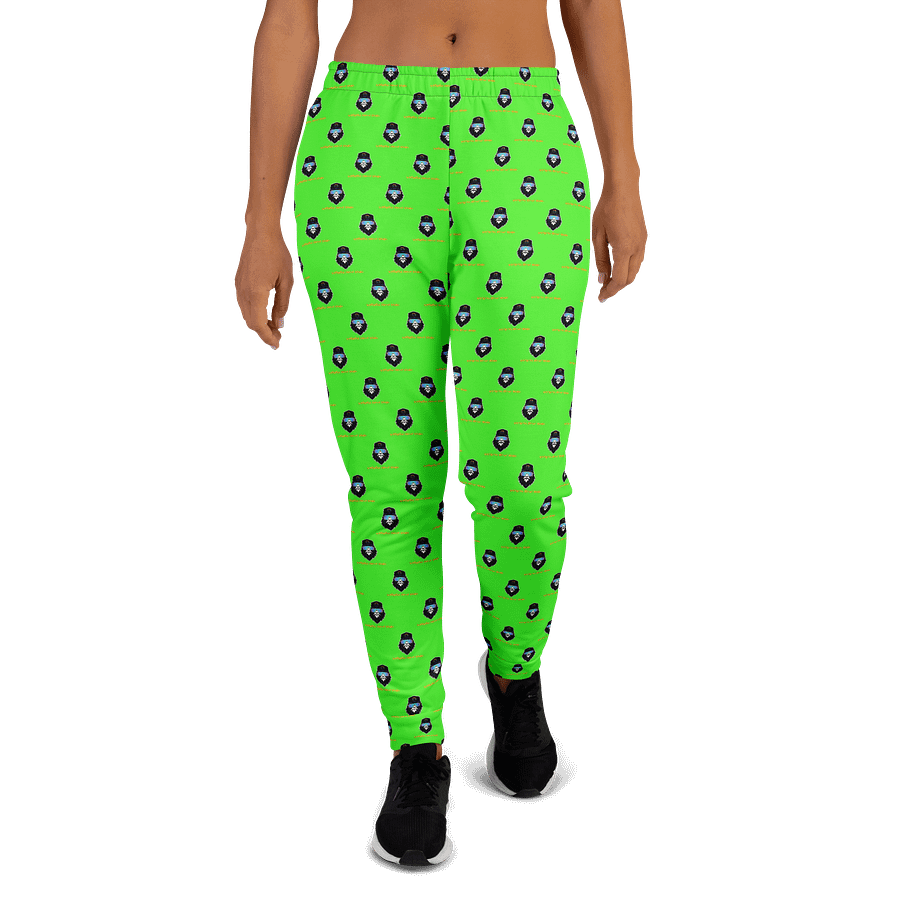 Synthsquatch Fitness Bigfoot Monogram Logo All-Over Print Women's Joggers (Neon Green) product image (2)