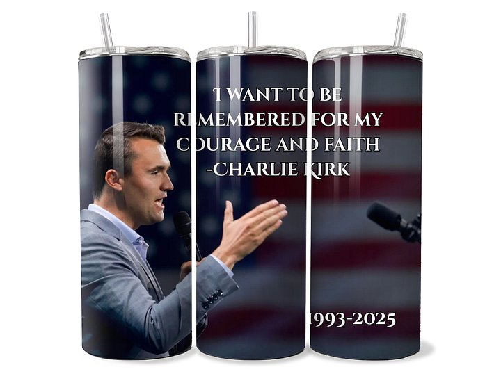 Charlie Kirk Charity Tribute Tumbler 20oz Stainless Steel 1993-2025 Quote product image (1)