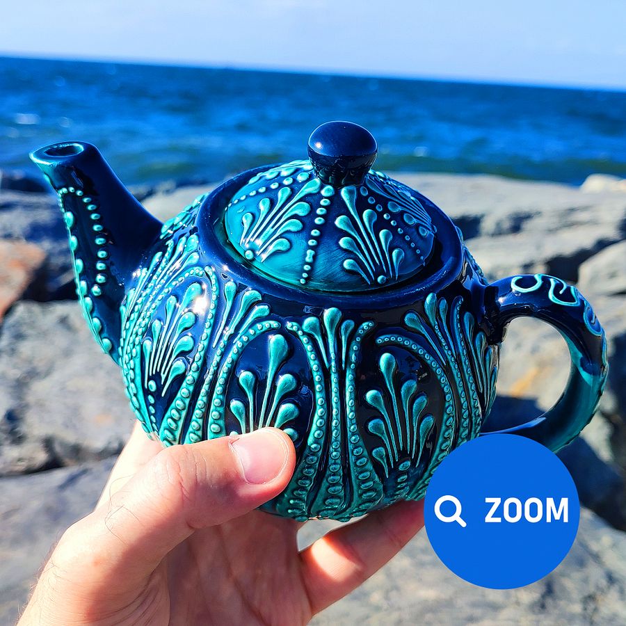 Handcrafted Ceramic Turquoise Teapot – Unique Artisanal Pottery for Tea Lovers product image (7)